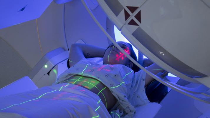 Patient having radiotherapy scan